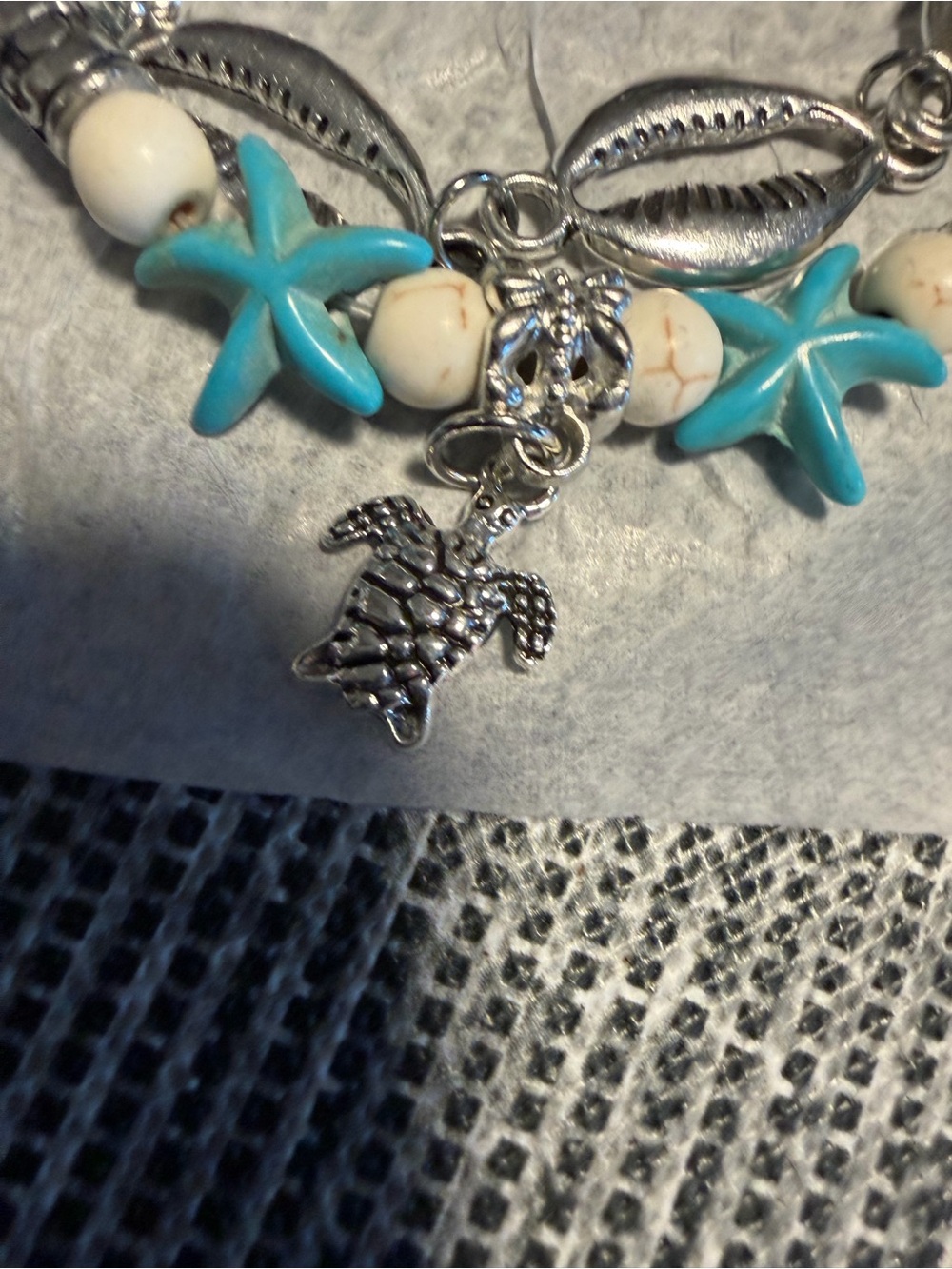 Ankle bracelet Turquoise & White Beach Charm - Picture 5 of 8